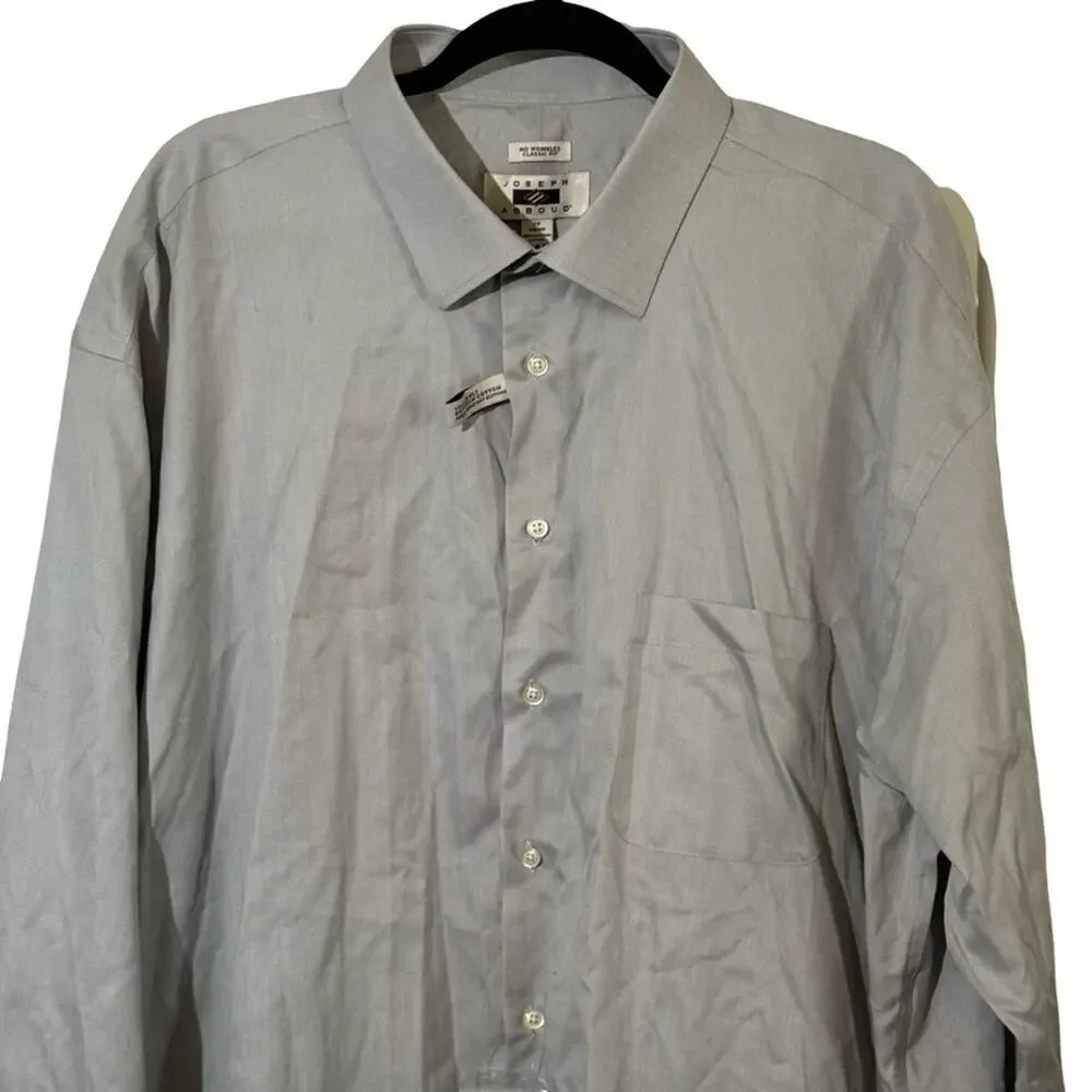 Joseph Abboud No Wrinkle Gray Herringbone Egyptian Cotton Dress Shirt 19 34/35
